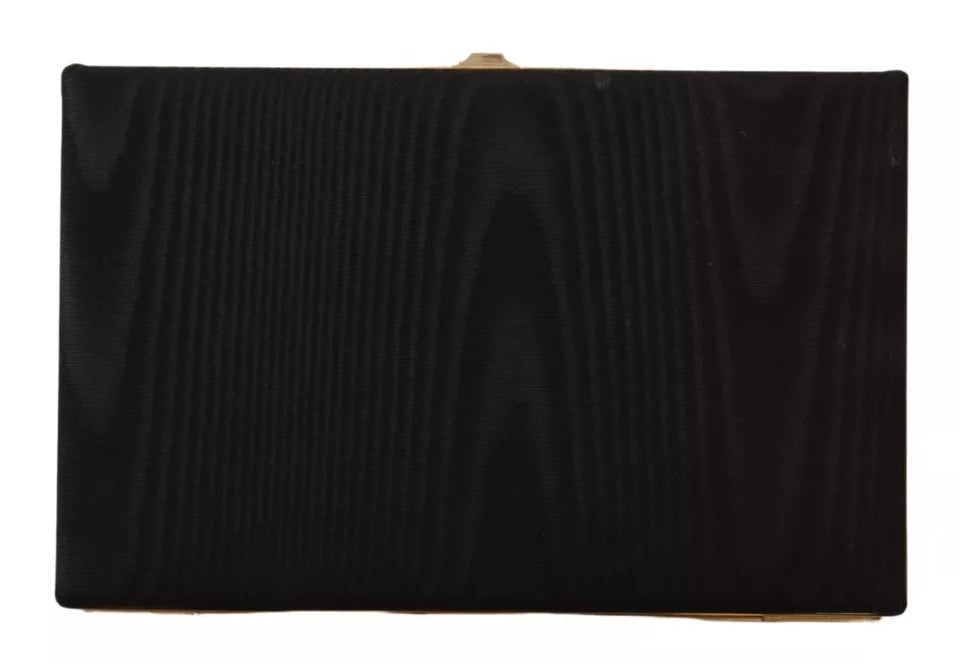 Dolce & Gabbana Black Silk Gold Frame Clutch Evening Party Handbag